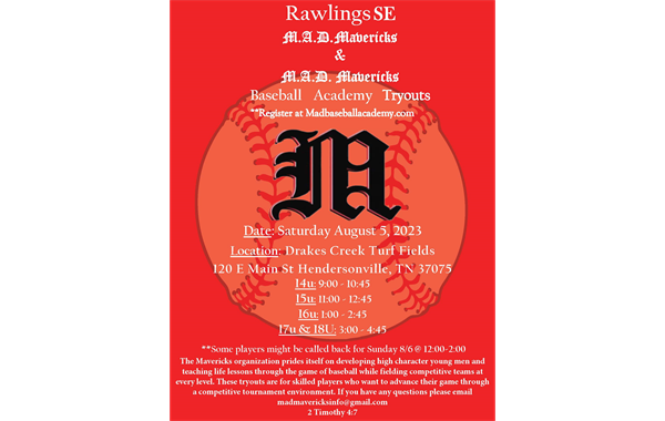 14U - 18U Rawlings SE MAD Mavericks and MAD Mavericks Tryouts- Register now