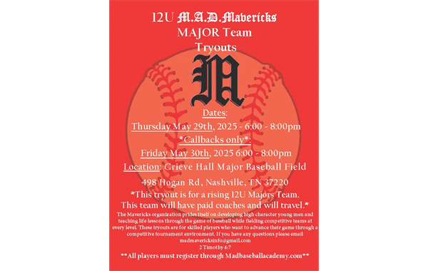 12U M.A.D. Mavericks MAJOR Team Tryouts