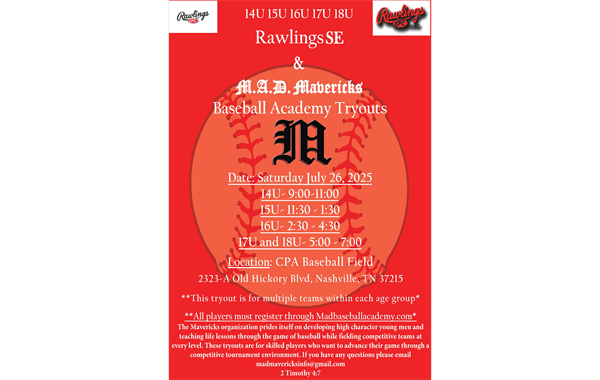 14U - 18U Rawlings SE MAD Mavericks and MAD Mavericks Tryouts- Register now